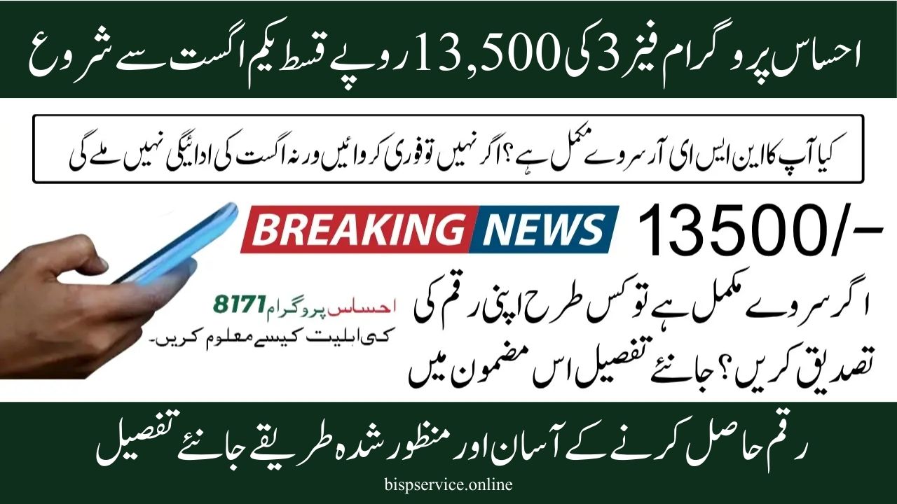 For NSER Completed Beneficiaries, the 8171 Ehsaas Program Phase 3 September 13500 Announced: Know How to Check Your Status