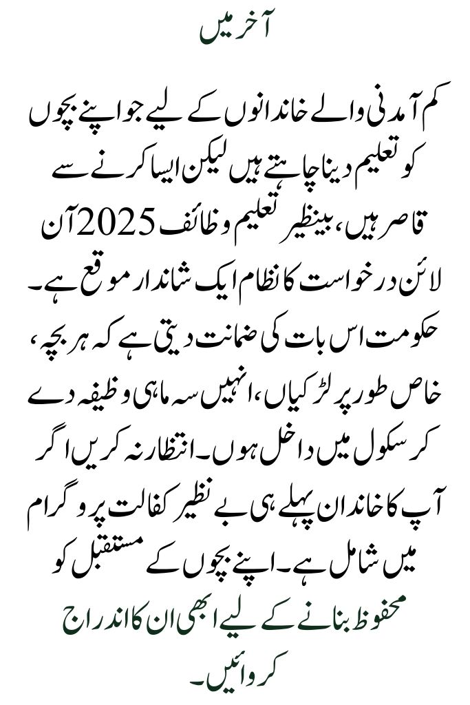 Benazir Taleemi Wazaif: Online Application for September 2025 Student Stipend