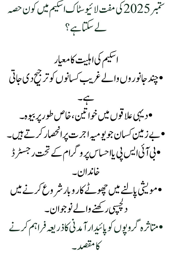 Program for Free Livestock September 2025 Payment Details and Eligibility for Registration